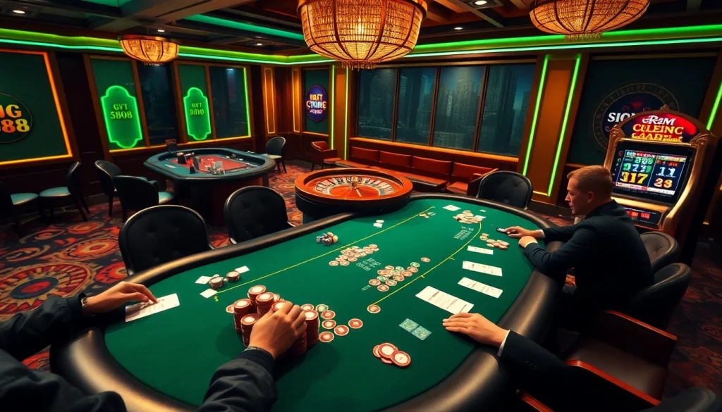 Experience the excitement with Nhà cái GG88 at a high-stakes gambling table.