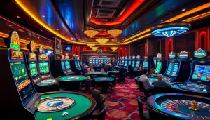 Experience thrilling gambling action at 79king.computer with vibrant cards and slot machines.