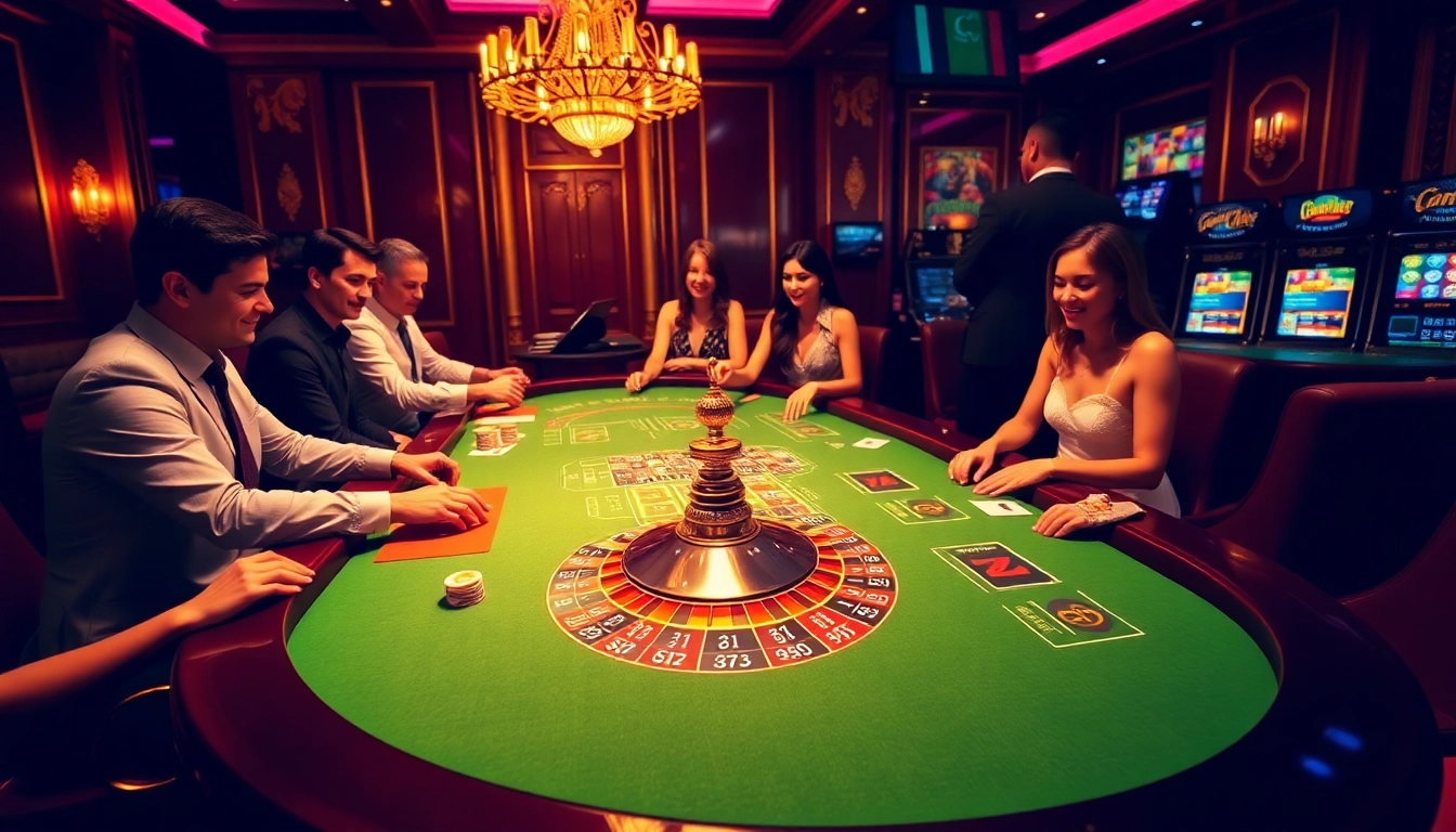Exciting scene of diverse players at a casino table, showcasing the thrill of gambling at https://topclub.space/.