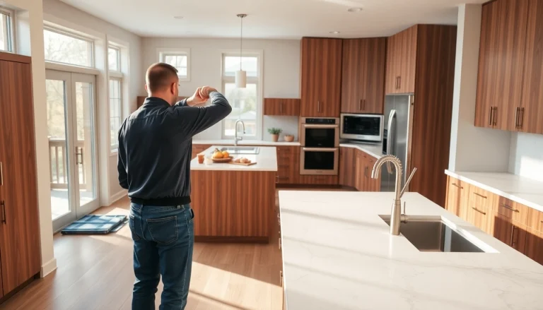 Transforming a home renovation with a modern kitchen design featuring elegant cabinetry and bright natural light.