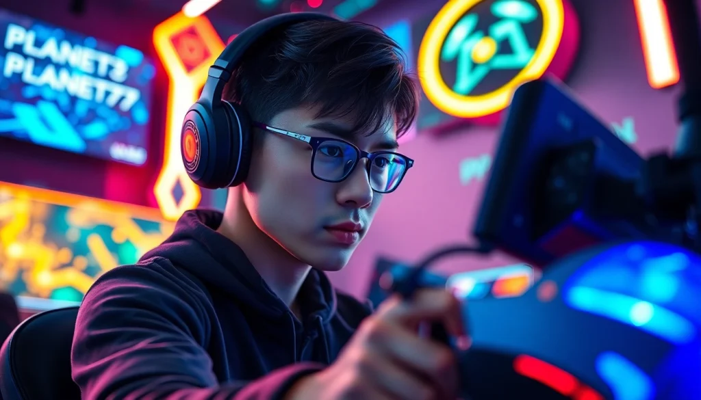 Raih pengalaman luar biasa bermain PLANET77 game dengan gamer serius di lingkungan futuristik.