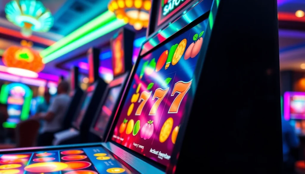 Menangkan hadiah menarik dengan slot bet kecil di mesin slot digital berwarna cerah.