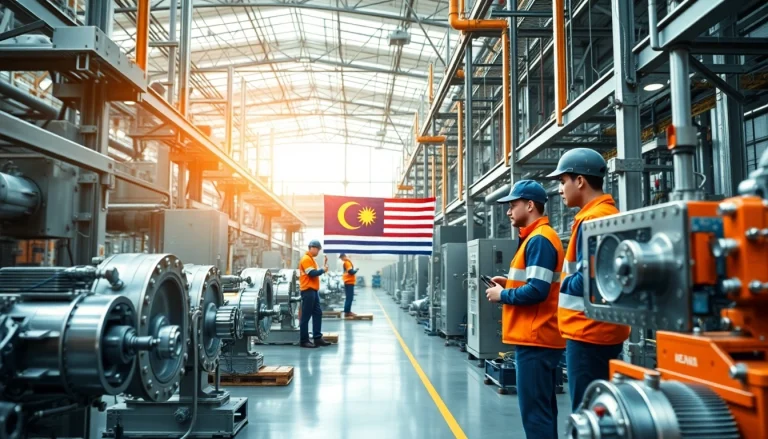 Precision aluminum die casting manufacturing process in Malaysia highlighting high-tech machinery and skilled workers.
