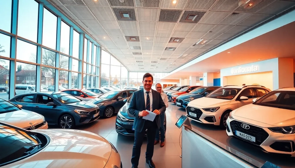 Chirie auto Moldova: Modern car rental agency in Chișinău showcasing a variety of rental cars.