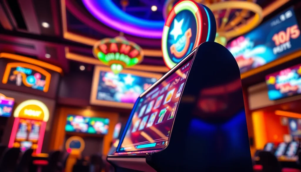 Menangkan slot depo 5k dengan mesin slot yang berkilauan dan suasana kasino yang berenergi.