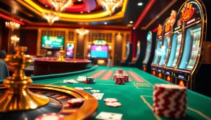 Experience excitement with HB 88 in a luxurious casino scene featuring poker chips and a roulette wheel.