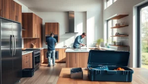 Experience stunning home renovation with a craftsperson expertly transforming a kitchen space.