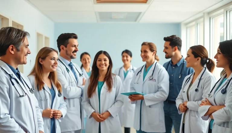 Showcasing collaborative healthcare services at https://www.medexdtc.com, with diverse doctors and patients engaging in care.