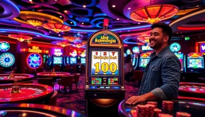 Watch excited gamblers engage with the slot kamboja bet 100 machine for thrilling wins.