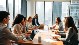 Engaged professionals in a business discussion enhancing collaboration and ideas.