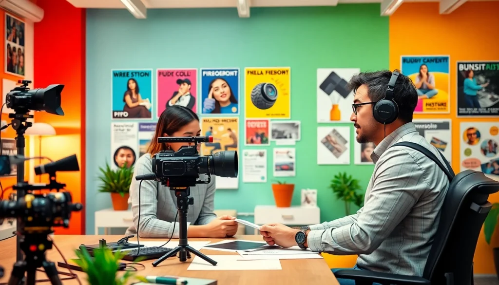 Filmmakers creating engaging Branded Content in a collaborative workspace.