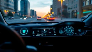 Learn about cybersecurity features at https://car-hack-world.com displayed on a modern car dashboard.