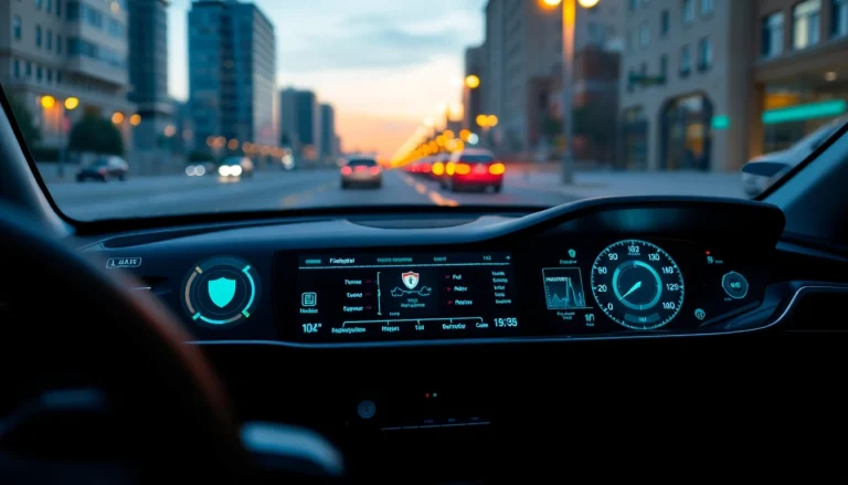 Learn about cybersecurity features at https://car-hack-world.com displayed on a modern car dashboard.