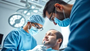 Patient undergoing a hair transplant istanbul procedure in a modern clinic with an experienced surgeon.