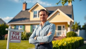 Real Estate agent showcasing a residential property with inviting features and lush greenery.