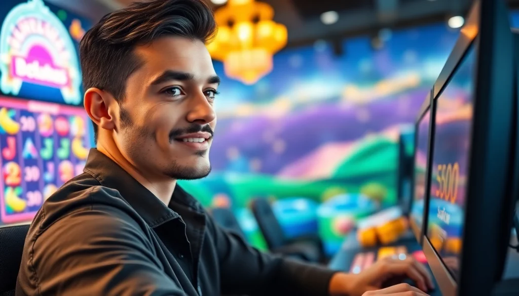 Permainan slot online petanitoto yang menarik dengan pemain sedang beraksi.