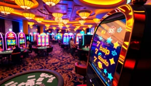 Experience the thrill of betting at doaslot with vibrant slot machines and excited players.