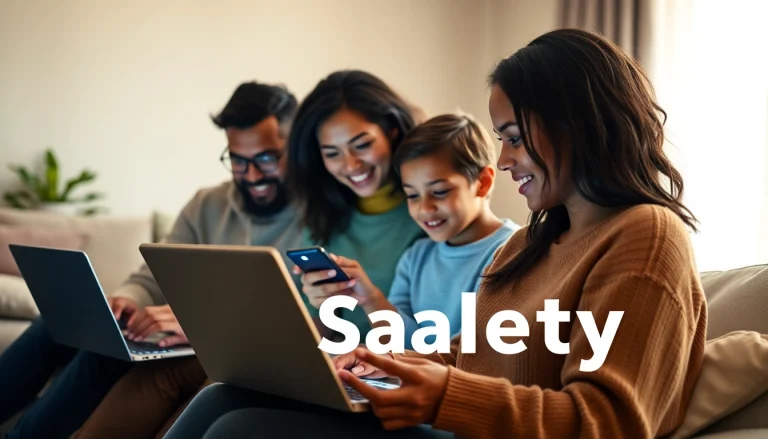 Engaged family discussing digital safety at https://auhra.se in a cozy living room setting.