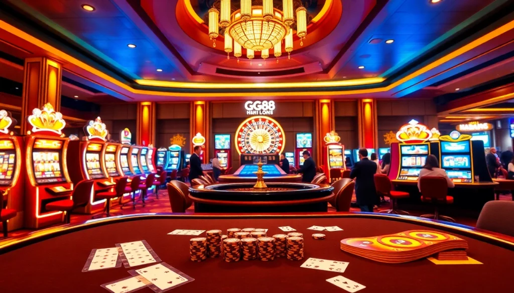 GG88 players engaging at a vibrant casino table with lively games and betting action.