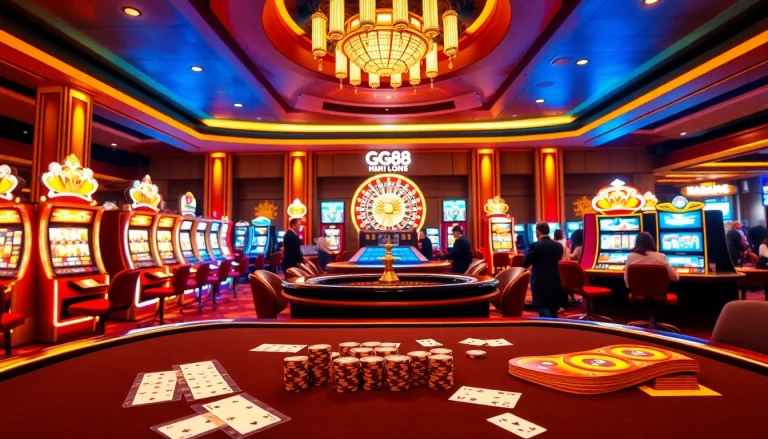 GG88 players engaging at a vibrant casino table with lively games and betting action.