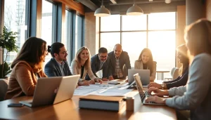 Engaged team collaborating on innovative Business strategies in a professional office setting.