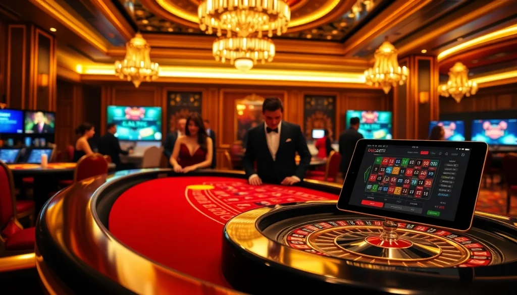 Players engaging in high-stakes baccarat at Bugatti8's lavish casino table.