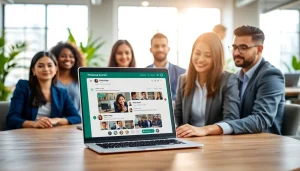 Engage customers effectively with WhatsApp Business CRM displayed on a laptop in a professional setting.