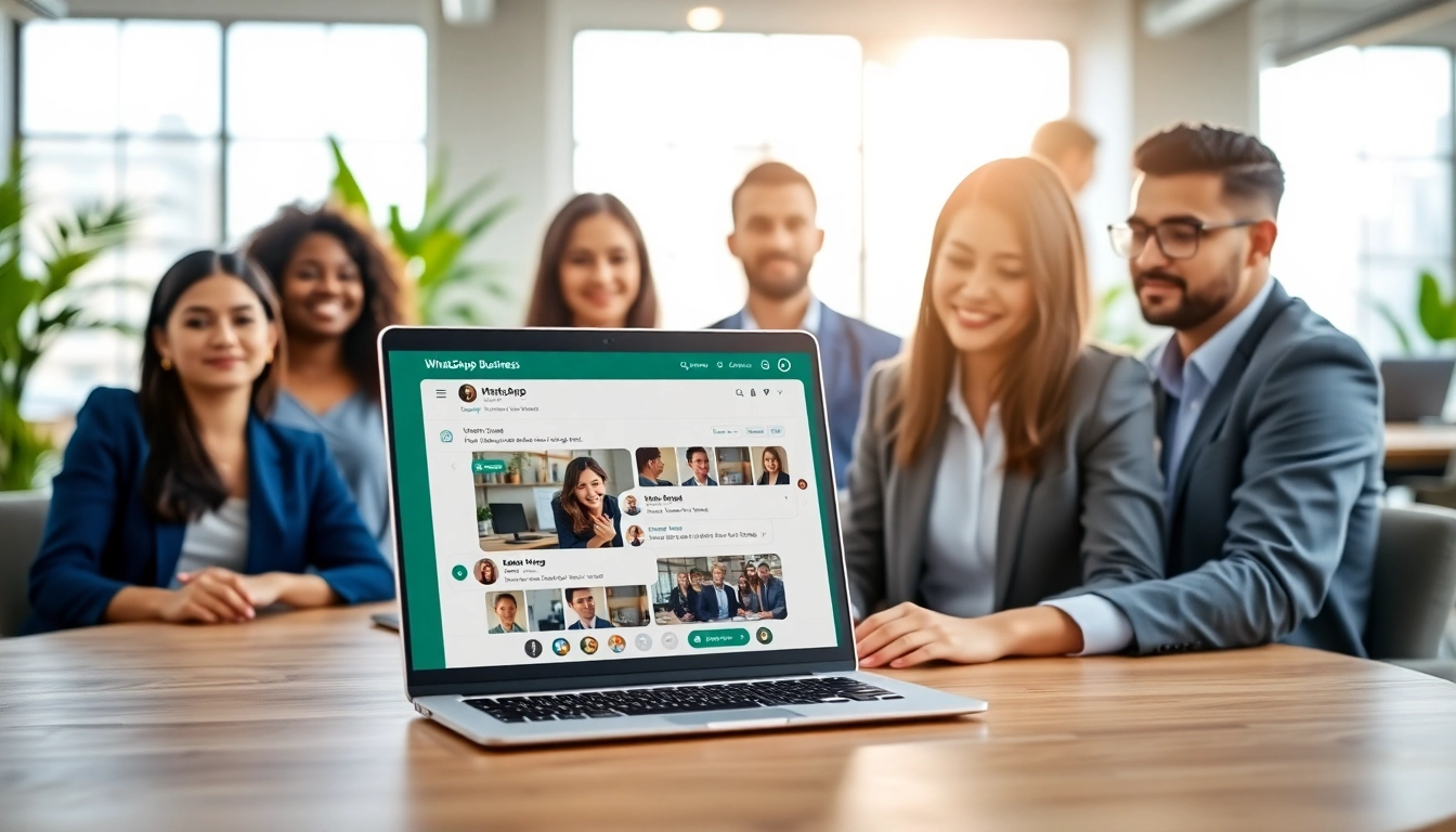 Engage customers effectively with WhatsApp Business CRM displayed on a laptop in a professional setting.