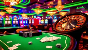 Players enjoying thrilling games at 789BET casino with vibrant tables and slot machines.