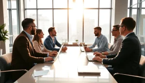 glownexis.com에서 다양한 전문가들이 회의하는 모습.