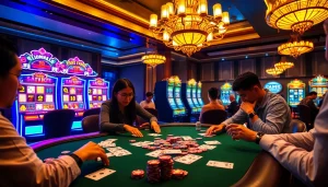 Raja Barong enhancing excitement at a luxury casino poker table with vibrant chips.