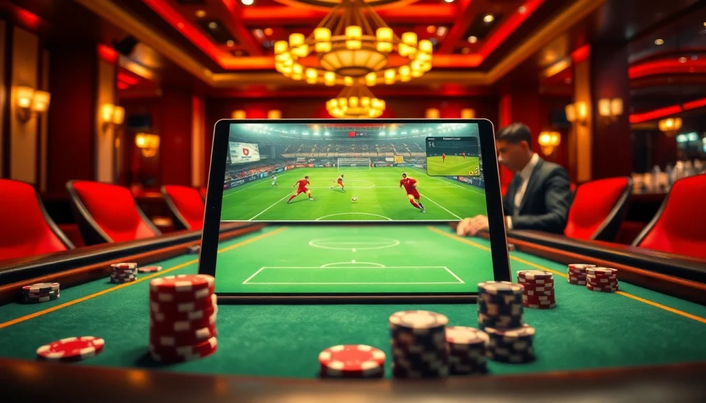 Experience the thrill of luong son tv with a luxury casino scene featuring vibrant tables and exciting games.
