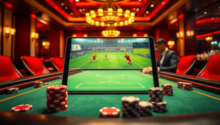 Experience the thrill of luong son tv with a luxury casino scene featuring vibrant tables and exciting games.