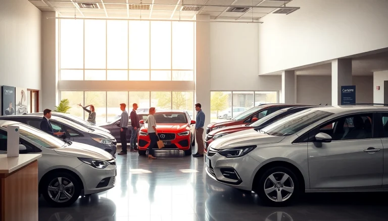 Car rental office in Chisinau showcasing various vehicles and friendly service, emphasizing inchiriere masini.