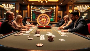 KJC players enjoying a high-stakes poker game at a luxurious casino table
