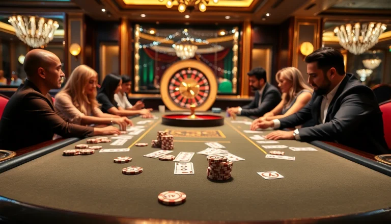 KJC players enjoying a high-stakes poker game at a luxurious casino table