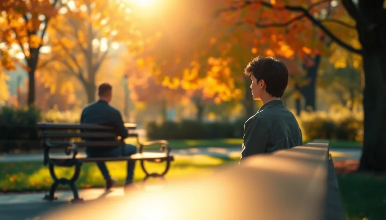 A person in a thoughtful moment symbolizes Life in a Break Down surrounded by serene autumn nature.
