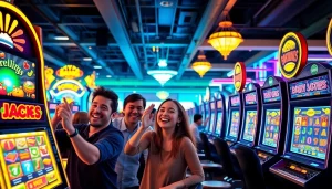 Walettoto menampilkan suasana bermain slot online yang meriah dengan pemain penuh semangat.