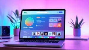 Stunning profile pic maker showcasing vibrant gradient backgrounds and modern designs.