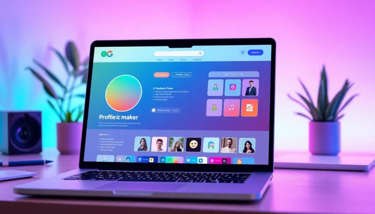 Stunning profile pic maker showcasing vibrant gradient backgrounds and modern designs.