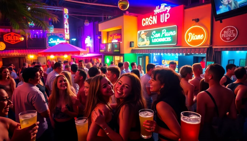 Experience the lively san juan party scene with friends dancing and enjoying a vibrant atmosphere.