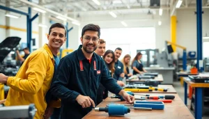 Students learning at trade schools in southern California, engaged in hands-on skills training.