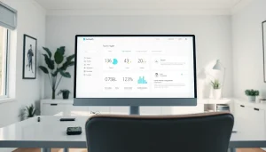 Explore trevia.com with a professional digital health interface in a sleek office environment.