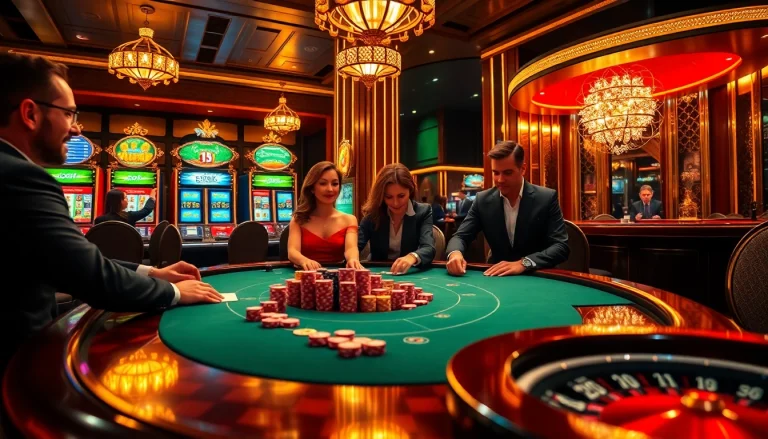 Engage in high-stakes poker at https://www.qq8886.com/, surrounded by vibrant casino excitement.