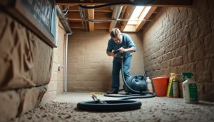 Experience expert crawl space services at http://newleafcrawlspace.com with a technician ensuring thorough cleaning.