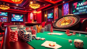 Experience the thrill of gambling at MM88 with vibrant casino tables filled with action.