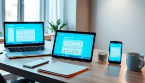 Sogou Pinyin Input Method interface displayed on multiple devices in a modern workspace ambiance.
