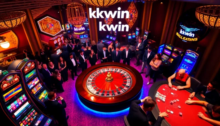 Experience the thrill of kkwin in an upscale casino environment with vibrant gaming tables and excitement.