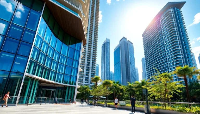 View luxurious condos showcased by https://newdeveloperlaunch.sg with vibrant skyline in the background.