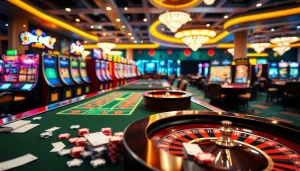 Cảnh trò chơi hấp dẫn minh họa ứng dụng Tik 88 đang được sử dụng trên thiết bị di động giữa bối cảnh sòng bạc sinh động.